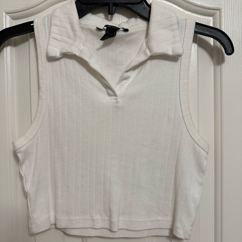 Forever 21 White collared crop top